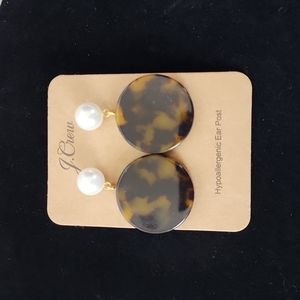 J Crew Tortieshell and Faux Pearl Earrings